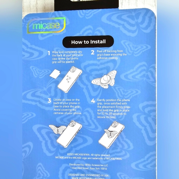 NEW Rhinestone Bling Crystals Pink & Purple Butterfly Popsocket Phone Grip - Picture 4 of 6